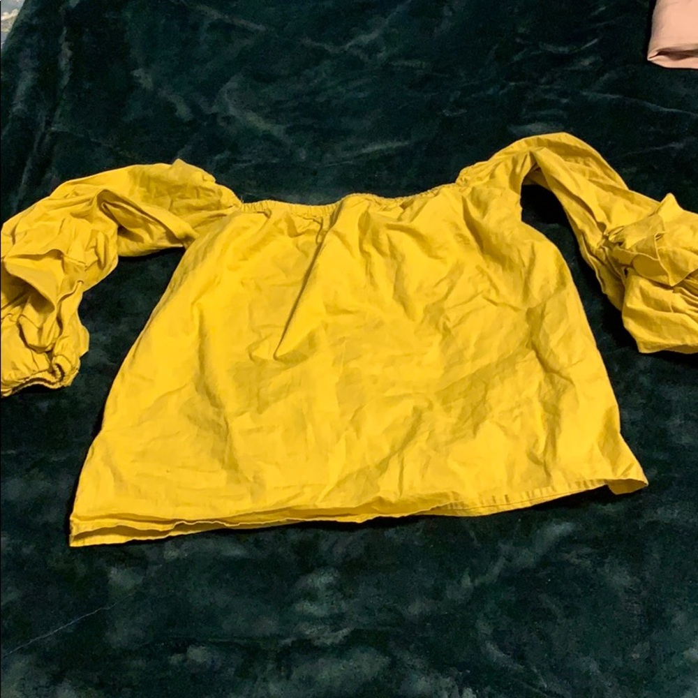 Crop off the shoulder puffy sleeved top